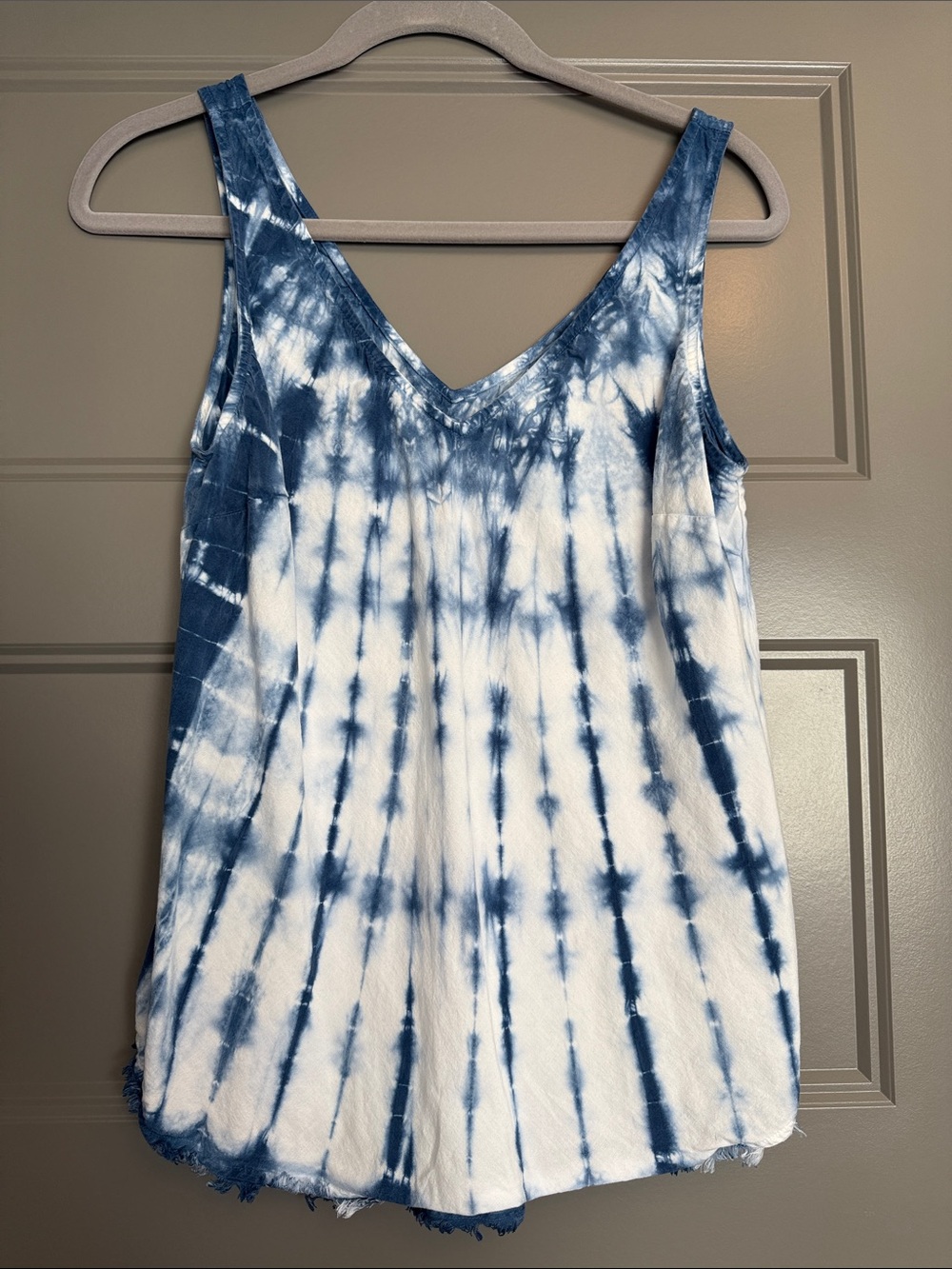 cloth & stone Blue and White Tie-Dye Tank Top